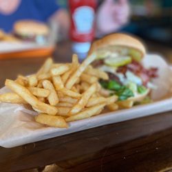 The Little Grille - Classic burger with perfect and plentiful fries. August 2022.