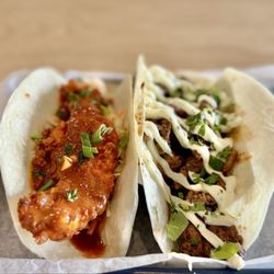 Tacorita - Firecracker Shrimp Taco (left) and Carne Asada Taco (right)