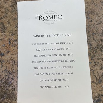Romeo Vineyards & Cellars - Patio Session Menu - Wineries Near Me - Calistoga, California Romeo Vineyards & Cellars - Patio Session Menu - Wineries Near Me - Calistoga, California