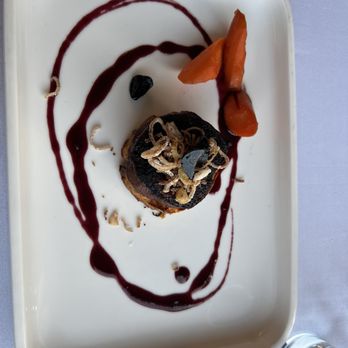 The Quarry - Beef Filet: Smashed Potatoes, Shallot Crisps, and Red Wine Reduction - New American Near Me - Monson, Maine