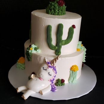Bake My Day - custom cactus cake with fat unicorn topper - Cupcakes Near Me - Rancho Cucamonga, California Bake My Day - custom cactus cake with fat unicorn topper - Cupcakes Near Me - Rancho Cucamonga, California