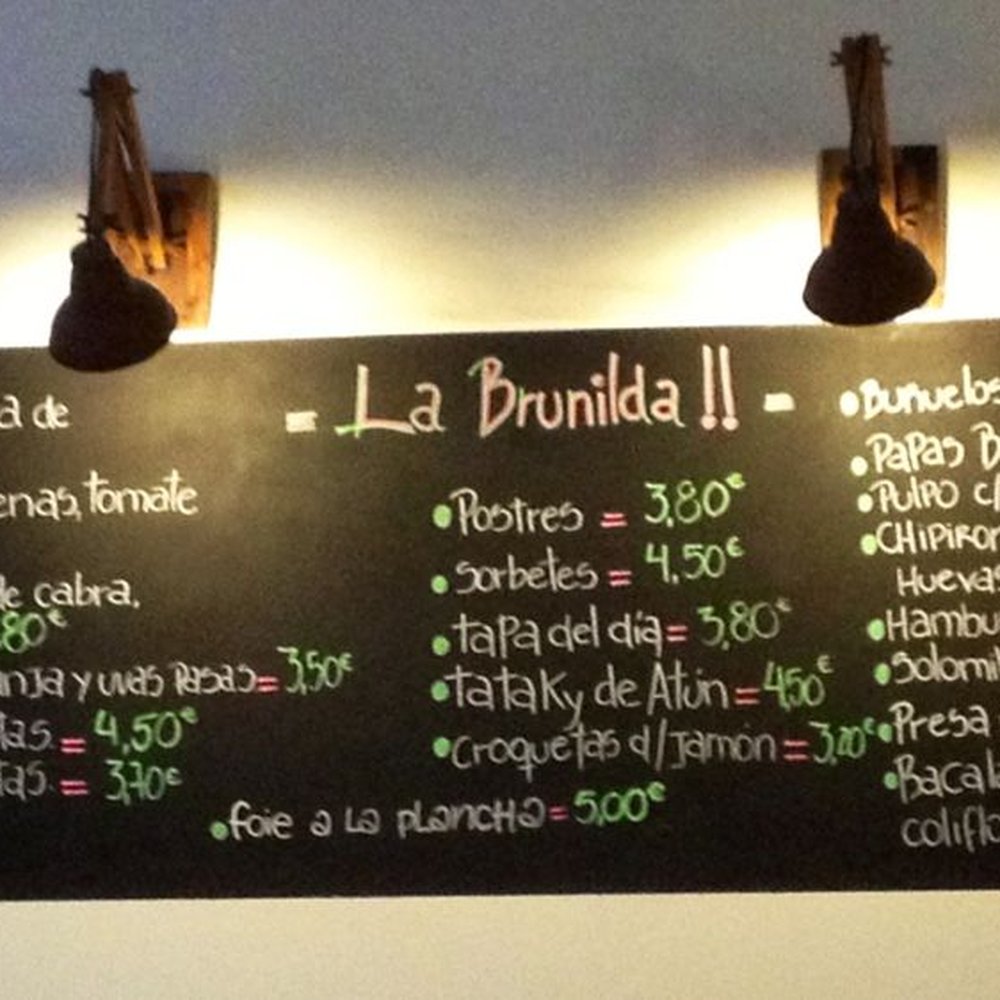 La Brunilda - Spanish menu on the wall - Tapas Bars Near Me - Seville, SE La Brunilda - Spanish menu on the wall - Tapas Bars Near Me - Seville, SE