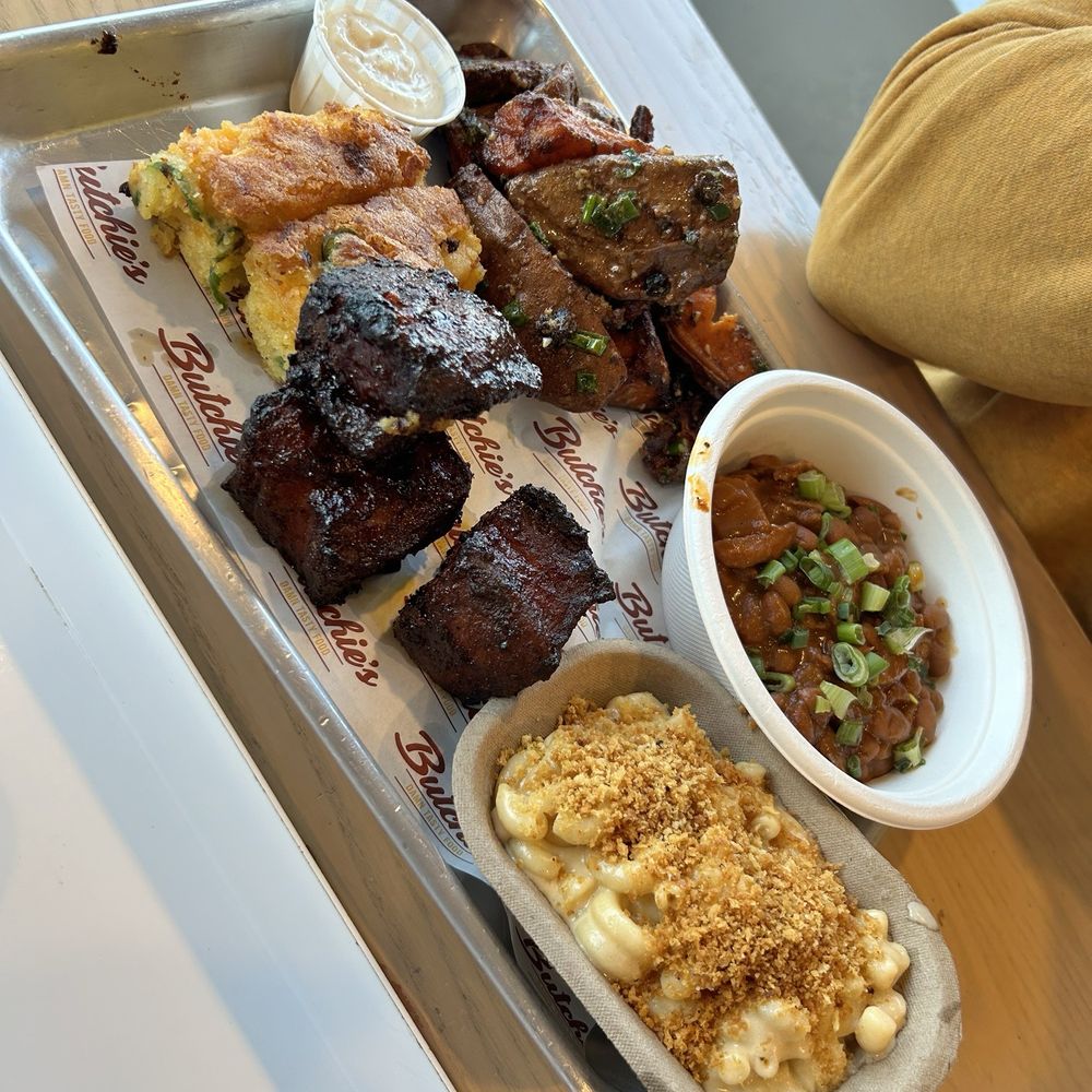 Butchies - Yams with old bay, Mac & cheese, pork&beans with jalapeño cornbread - Salad Near Me - Whitby, Ontario Butchies - Yams with old bay, Mac & cheese, pork&beans with jalapeño cornbread - Salad Near Me - Whitby, Ontario