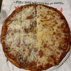 J & J's Pizza Shack - Large Thin Crust Pizza - Pepperoni with 1/2 Ground Sausage