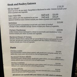 Dinner Steak, Poultry, and Pasta Menu