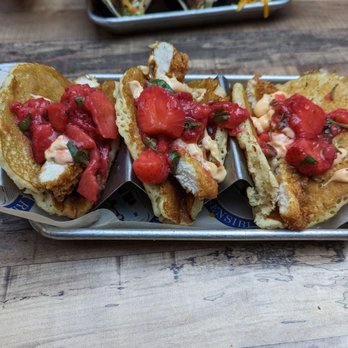 Treylor Park - Chicken and pancake tacos - New American Near Me - Savannah, Georgia Treylor Park - Chicken and pancake tacos - New American Near Me - Savannah, Georgia