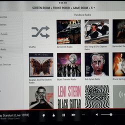 Lake Winni Home Theater - sonos menu on an ipad! we are an auth direct sonos dealer!