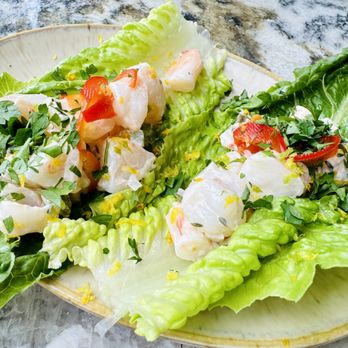 Naïve - Chilled Shrimp Lattuce Wraps with  Poblano pepper, cucumber, lime, fresno - Latin American Near Me - Louisville, Kentucky