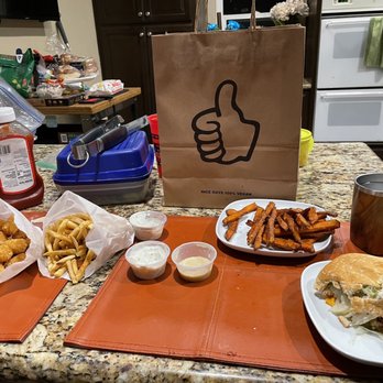 Nice Burger - Tater tots, regular fries, sweet potato fries, jalapeño burger with thousand island sauce. - Burgers Near Me - Santa Ana, California Nice Burger - Tater tots, regular fries, sweet potato fries, jalapeño burger with thousand island sauce. - Burgers Near Me - Santa Ana, California