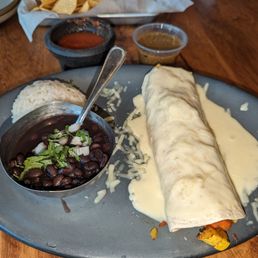 Vegetarian Burrito with black beans and cilantro lime rice.