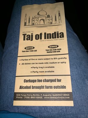 Menu photo 6 Taj of India Augusta, GA Menu photo 6 Taj of India Augusta, GA