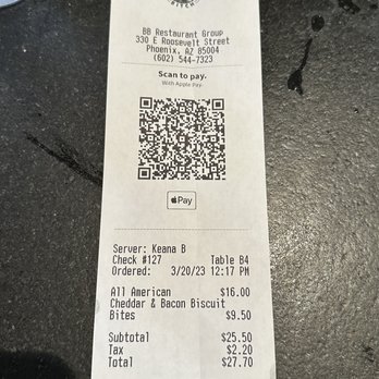 Breakfast Bitch - The bill. Prices were $1 more than what's listed on their website. - Breakfast & Brunch Near Me - Phoenix, Arizona