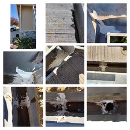 Downspout repair, gutters cleaned, gutters patched