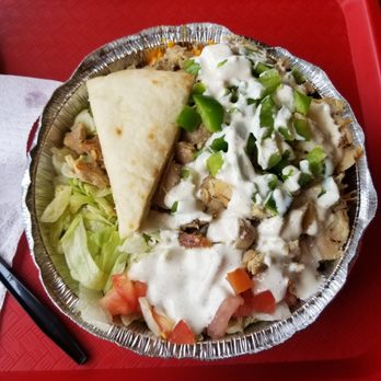 The Halal Guys - Chicken platter with white sauce - Halal Near Me - Amherst, New York The Halal Guys - Chicken platter with white sauce - Halal Near Me - Amherst, New York