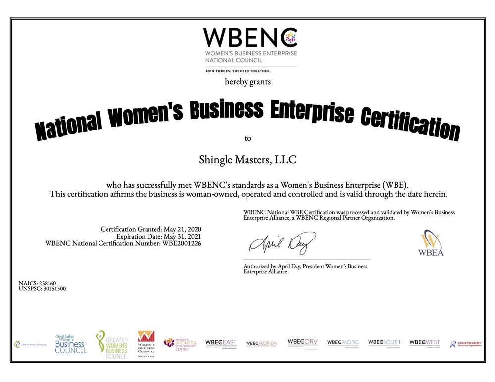 Slide of Shingle Masters