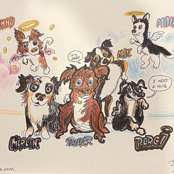 Samuel Claus - A crayon-drawn portrait of six sweet dogs (all with one owner). Dynamic personalities and quirks expressed in one vibrant picture - Commissioned Artists Near Me Samuel Claus - A crayon-drawn portrait of six sweet dogs (all with one owner). Dynamic personalities and quirks expressed in one vibrant picture - Commissioned Artists Near Me