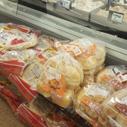 Some of the bread in front of the deli section.