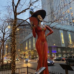 This cool statue is outside the store.