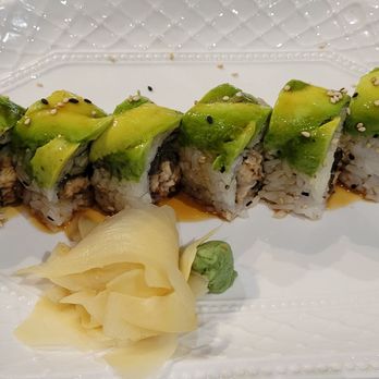Sushi Kiku - Cater pillar roll: avacado, cucumber and eel. The eel servings were generous. I couldn't fit a whole piece in my mouth. - Japanese Near Me - Atlanta, Georgia