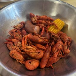 Crawfish sausage and corn