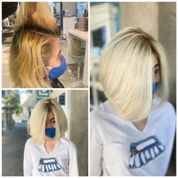 Dylan Keith Salon - Hair roots grew fast, retouched and toned by awesome Jordan! and voila! fresh shadows roots that creates balance on light blonde hair. - Hair Salons Near Me - Burbank, California