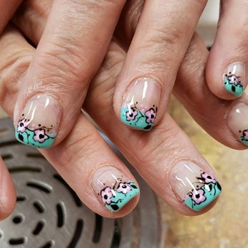 Nicely Nails & Spa - Spring flowers - acrylic with gel polish by Vincent - Nail Salons Near Me - Meridian, Idaho