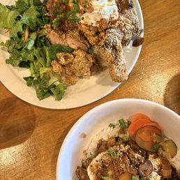 Top: Fried Pork Chop Plate Bottom: Pork Belly Bowl Top: Fried Pork Chop Plate Bottom: Pork Belly Bowl