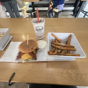 Eat Fantastic - Fantastic burger combo with zucchini stix! The $2 up charge is worth it. - Breakfast & Brunch Near Me - Arcadia, California Eat Fantastic - Fantastic burger combo with zucchini stix! The $2 up charge is worth it. - Breakfast & Brunch Near Me - Arcadia, California