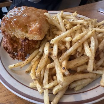 Fat's Fried Chicken & Waffles - Honey Butter Chicken Biscuit Sandwich - Southern Near Me - Seattle, Washington