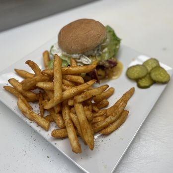 Ricco's Pizza - a plate of fries and a burger - Pizza Near Me - Stafford, Virginia Ricco's Pizza - a plate of fries and a burger - Pizza Near Me - Stafford, Virginia