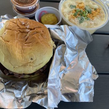 Lawrence Barbecue - Brisket sandwich, pickled onions and pickles, macaroni and cheese - Barbeque Near Me - Cary, North Carolina Lawrence Barbecue - Brisket sandwich, pickled onions and pickles, macaroni and cheese - Barbeque Near Me - Cary, North Carolina