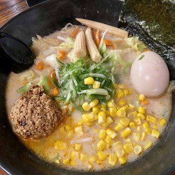 Dohatsuten - Vegetable Ramen with Tonkotsu Pork broth plus a Whole Soft Boiled Egg & Spicy Minced Pork - Ramen Near Me - Palo Alto, California Dohatsuten - Vegetable Ramen with Tonkotsu Pork broth plus a Whole Soft Boiled Egg & Spicy Minced Pork - Ramen Near Me - Palo Alto, California