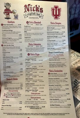 Menu photo 1 Nick's English Hut Bloomington, IN Menu photo 1 Nick's English Hut Bloomington, IN