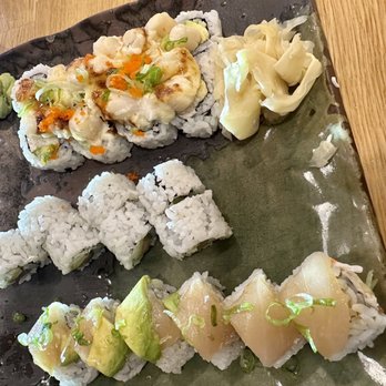 Roll Roll - Albacore Lover Roll, Philadelphia Roll, Baked Scallop Roll - Japanese Near Me - Los Angeles, California Roll Roll - Albacore Lover Roll, Philadelphia Roll, Baked Scallop Roll - Japanese Near Me - Los Angeles, California