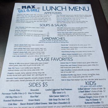 Max Gill and Grill - Lunch Menu - Seafood Near Me - Denver, Colorado