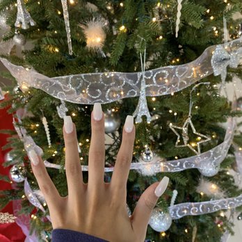 Modern Nails Lounge Spa - Short coffin nails with milky white dip powder ($50 for set + $5 shape) :) - Nail Salons Near Me - Austin, Texas