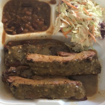 Bootleg BBQ And Catering - Rib combo, Carolina mustard sauce. Beans and traditional cole slaw. - Barbeque Near Me - Chico, California