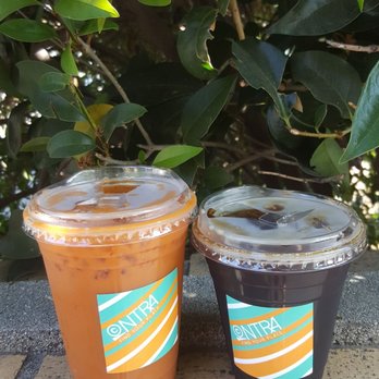 Contra Coffee & Tea - Foxy (dirty thai) & stay woke (espresso house blend). They are both good! - Coffee & Tea Near Me - Orange, California
