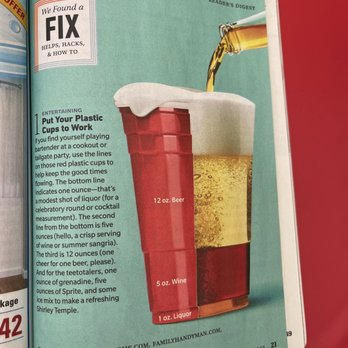 Rosenberg Library - Who knew!?! The red Solo cup has built in measurements! Thanks Reader's Digest! - Libraries Near Me - Galveston, Texas