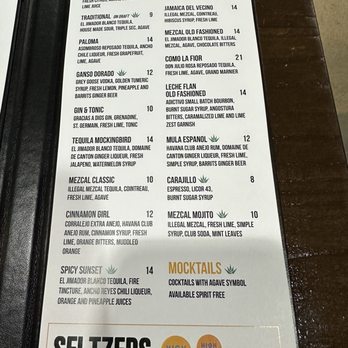 Mezcal Tequila Cocina - Cocktail menu - New Mexican Cuisine Near Me - Cedar Rapids, Iowa