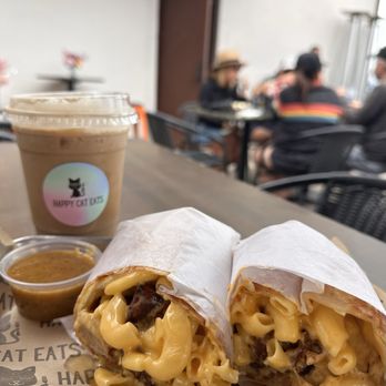Happy Cat Eats - Breakfast burrito and latte. - Burgers Near Me - Santa Barbara, California