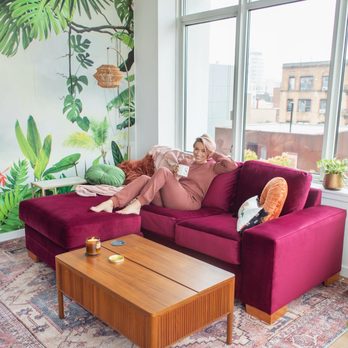 Apt2B - Just the right size. I went with the wine velvet with pecan legs. - Furniture Stores Near Me - North Hollywood, California Apt2B - Just the right size. I went with the wine velvet with pecan legs. - Furniture Stores Near Me - North Hollywood, California