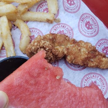 Ballast Point Brewing Long Beach - Kids menu fries, chicken, watermelon hitting the spot - Breweries Near Me - Long Beach, California