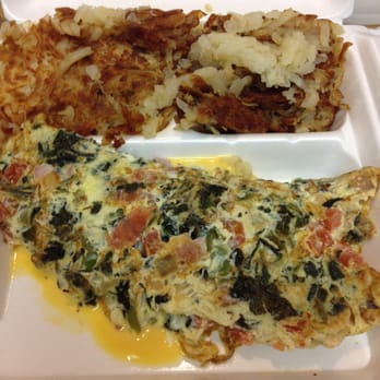 Frank's Grill - Western omelette w/spinach and tomatoes added, hash browns - Diners Near Me - Houston, Texas