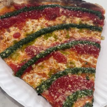 Baggios Pizzeria - This is 3 sauces, tomato, vodka and pesto - Pizza Near Me - New York, New York