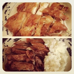Goldener Drachen - Sweet & Sour Chicken on top, Hoison Duck below - lunch time.