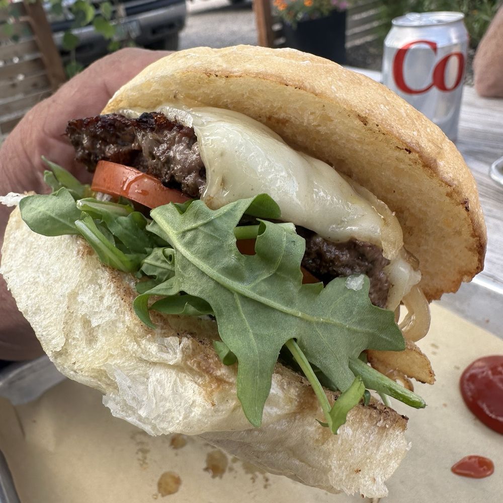 Stonefly Grill - Cheeseburger with Swiss - Pizza Near Me - Wolf Creek, Montana
