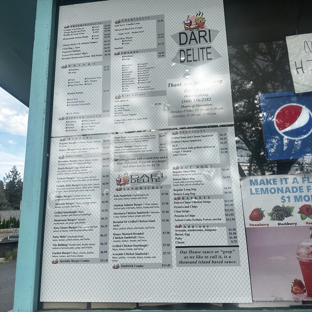 The Dari Delite - Menu - Burgers Near Me - Mount Vernon, Washington The Dari Delite - Menu - Burgers Near Me - Mount Vernon, Washington