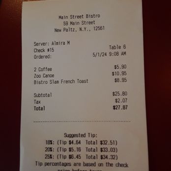 Main Street Bistro - Breakfast & Brunch Near Me - New Paltz, New York