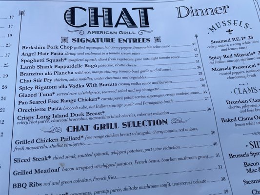 Menu photo 1 Chat American Grill Scarsdale, NY Menu photo 1 Chat American Grill Scarsdale, NY